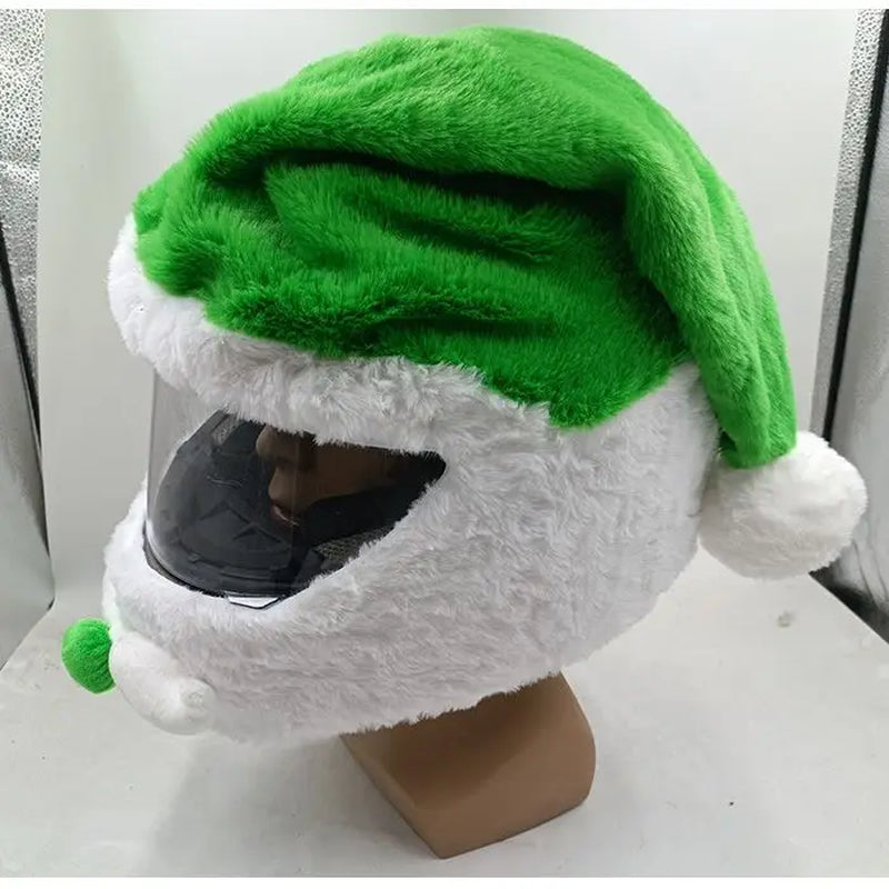 Green Plush Santa Clause Helmet Cover