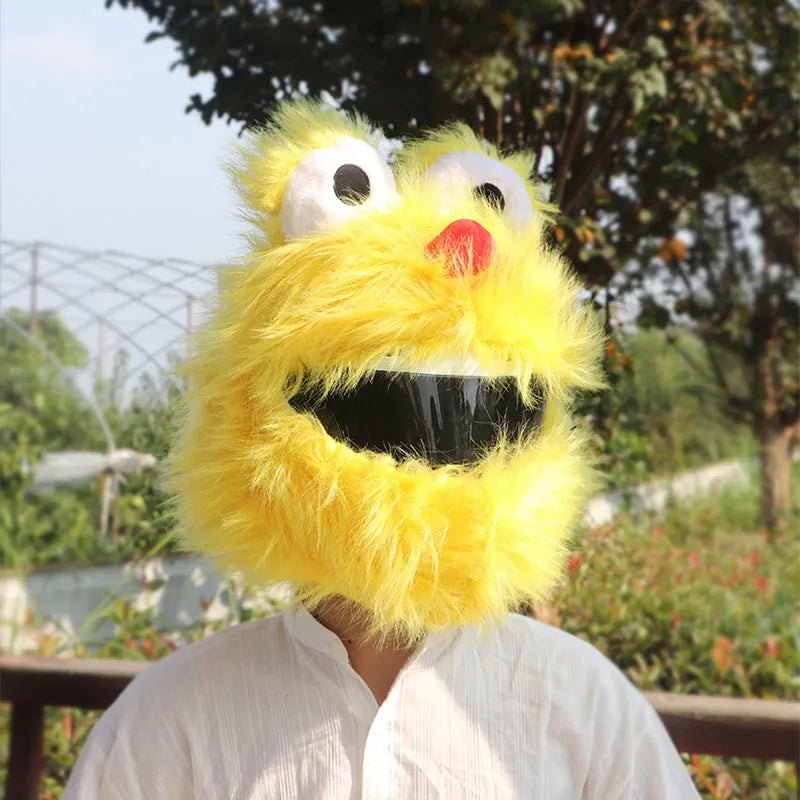 Yellow Plush Cookie Monster Helmet Cover