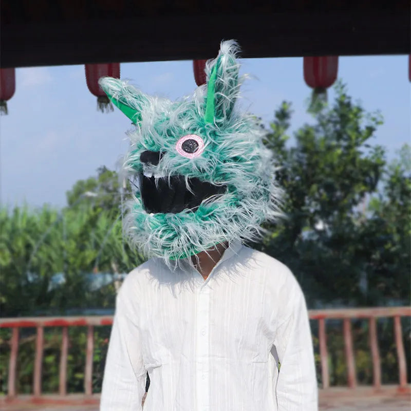 Blue Plush Bunny Helmet Cover