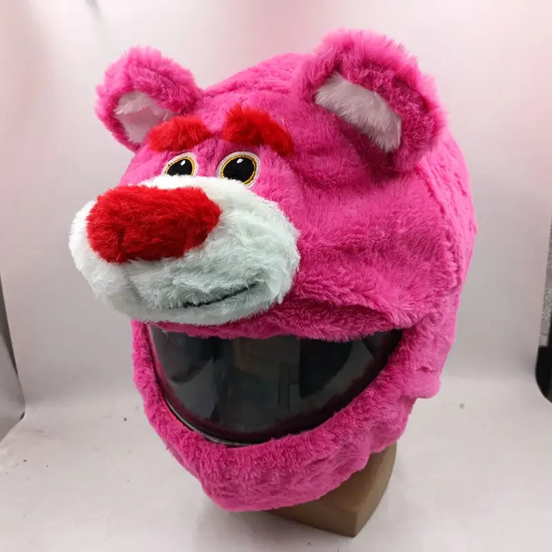 Pink Plush Bear Helmet Cover