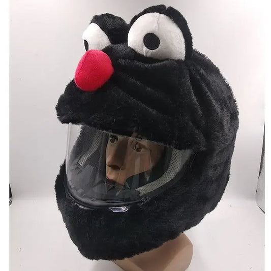 Black Plush Cookie Monster Helmet Cover