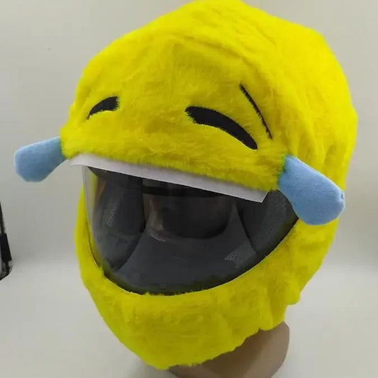 Plush Laughing Emoji Helmet Cover