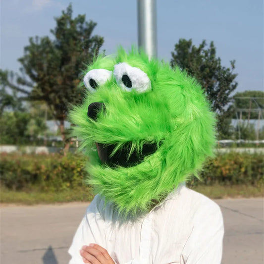 Green Plush Cookie Monster Helmet Cover
