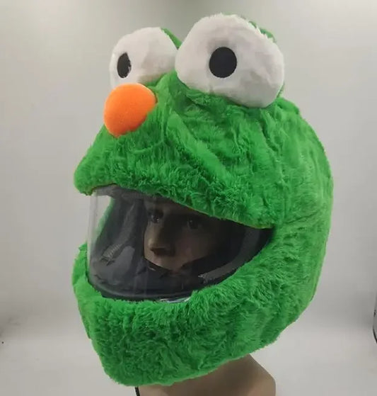 Dark Green Plush Cookie Monster Helmet Cover