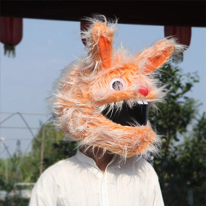 Pink Plush Bunny Helmet Cover