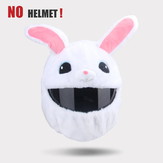 White Plush Bunny Helmet Cover