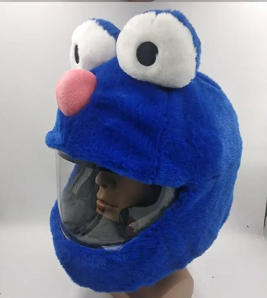 Blue Plush Cookie Monster Helmet Cover