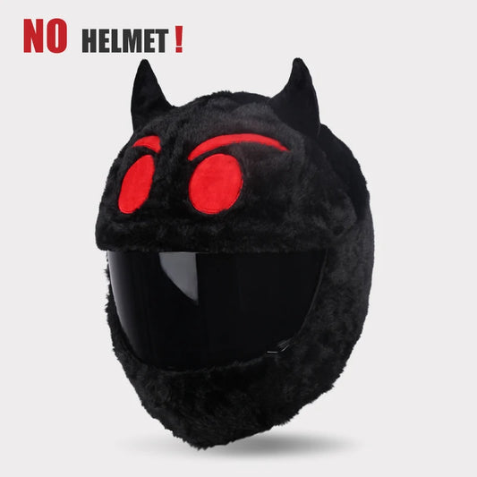Black Plush Devil Helmet Cover